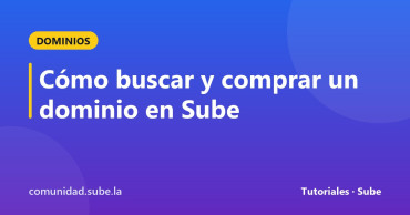 Tarjeta del tutorial: Cómo buscar y comprar un dominio en Sube