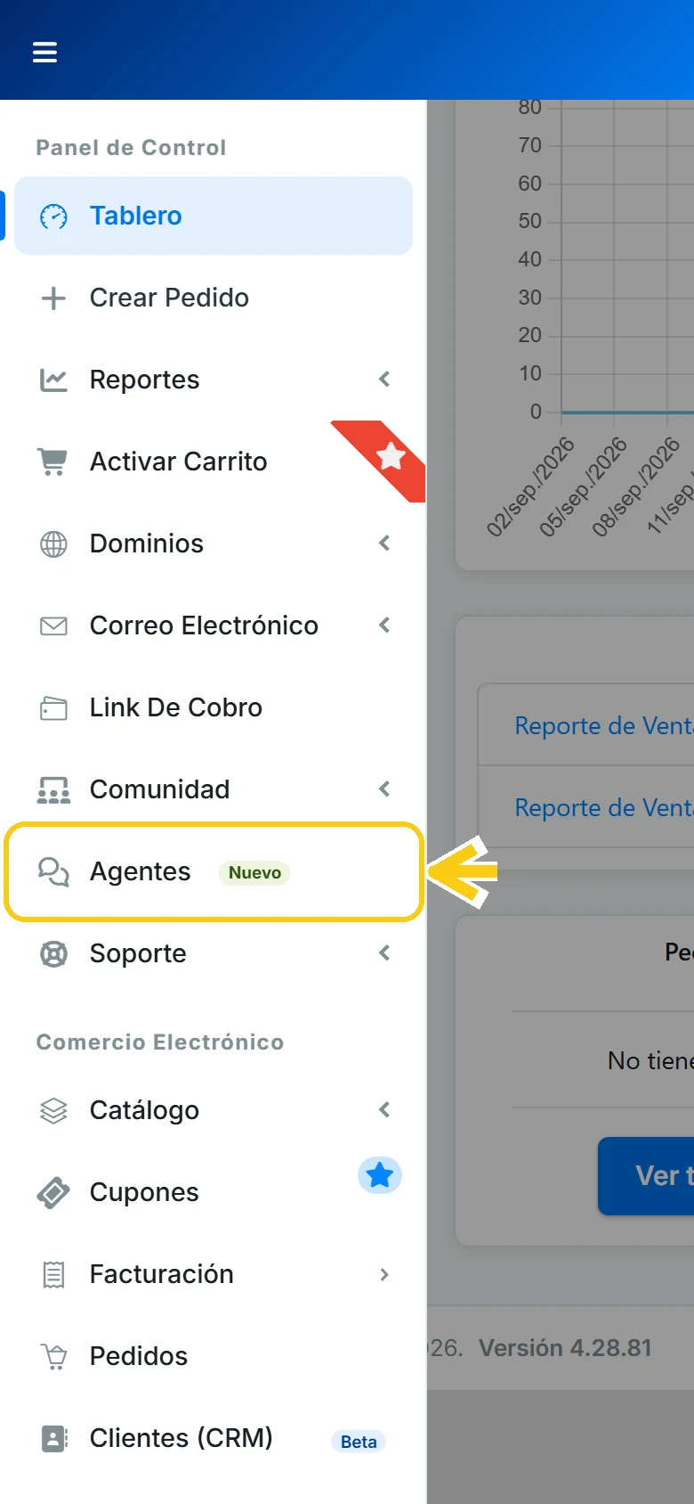 Menú del panel de Sube abierto en el celular con la opción Agentes resaltada